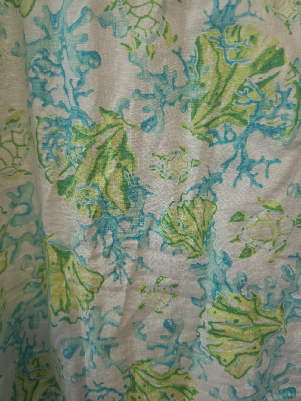 J. Jill Love Linen Sea Life Shift Dress Size Large Blue Green Coastal Beach - Picture 4 of 8